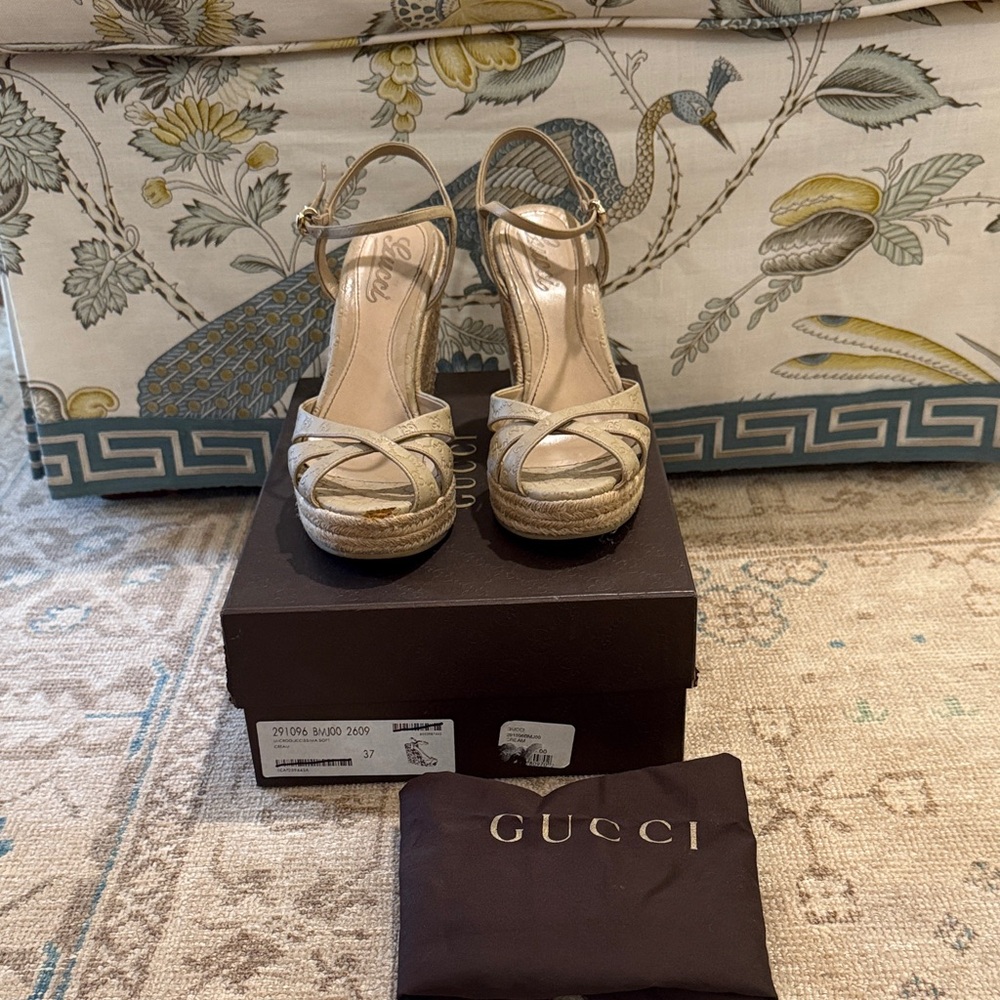 Gucci Women's Micro Guccissima Penelope Espadrille Wedges